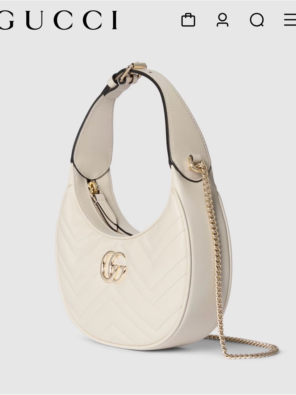 Gucci White Quilted GG Shoulder Bag with Gold Hardware - Picture 3 of 16